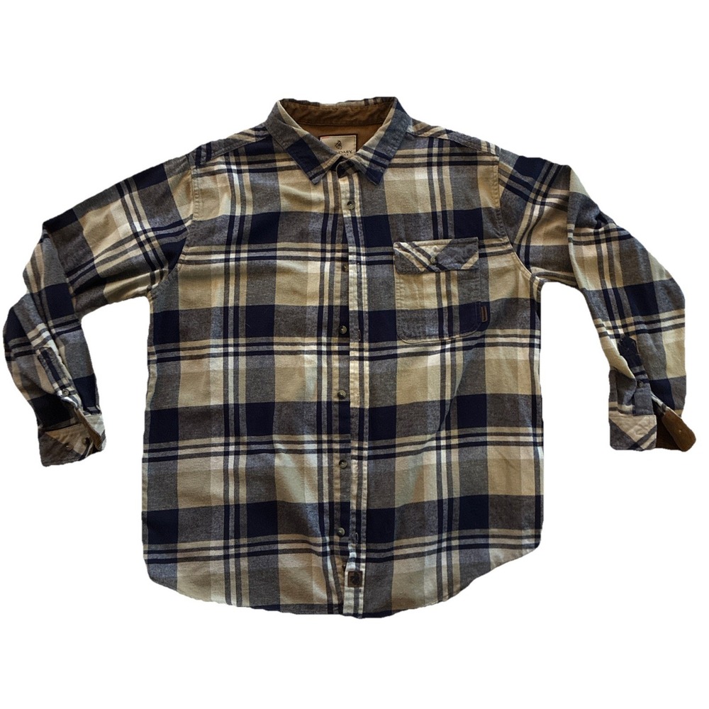 Legendary Whitetails Shirt Mens XL Blue Plaid Buck Camp Flannel Button Workwear